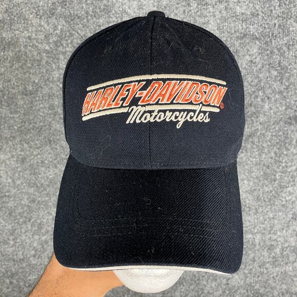 Harley-Davidson Hat Black Adjustable Baseball Cap Motorcycles Logo Wool Blend - Picture 1 of 9